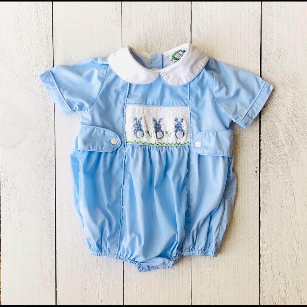 Classic Baby Boy Smocked Bubble Romper